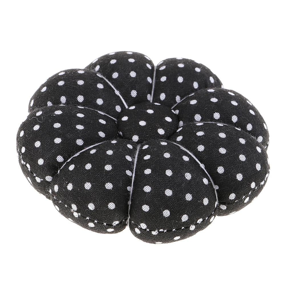 Polka Dot Pumpkin Fabric Sewing Pin Cushion With Elastic Wrist Belt Black