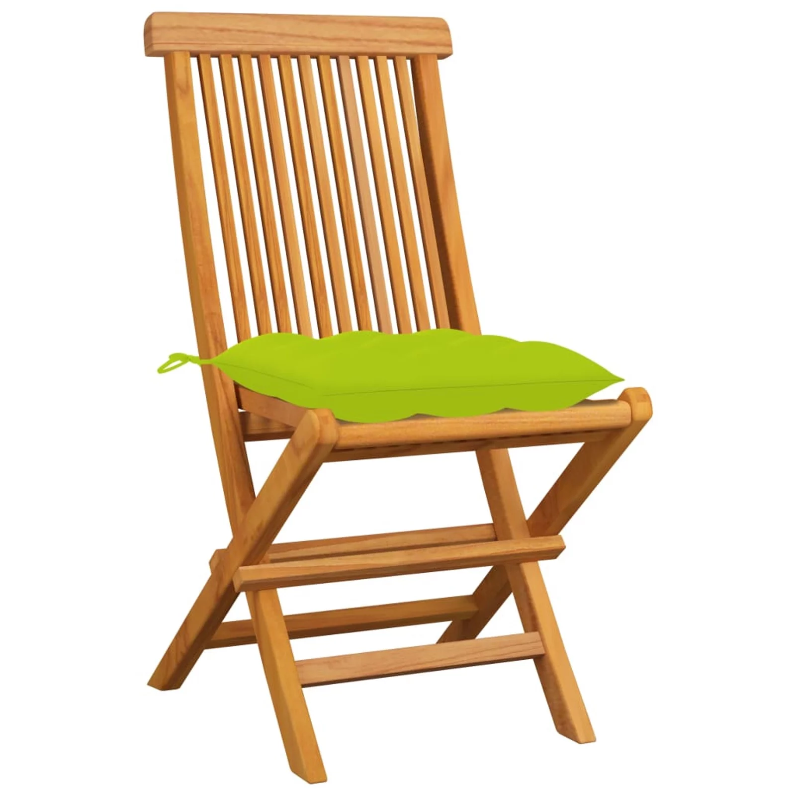 Aibecy Patio Chairs with Bright Green Cushions 4 pcs Solid Teak Wood