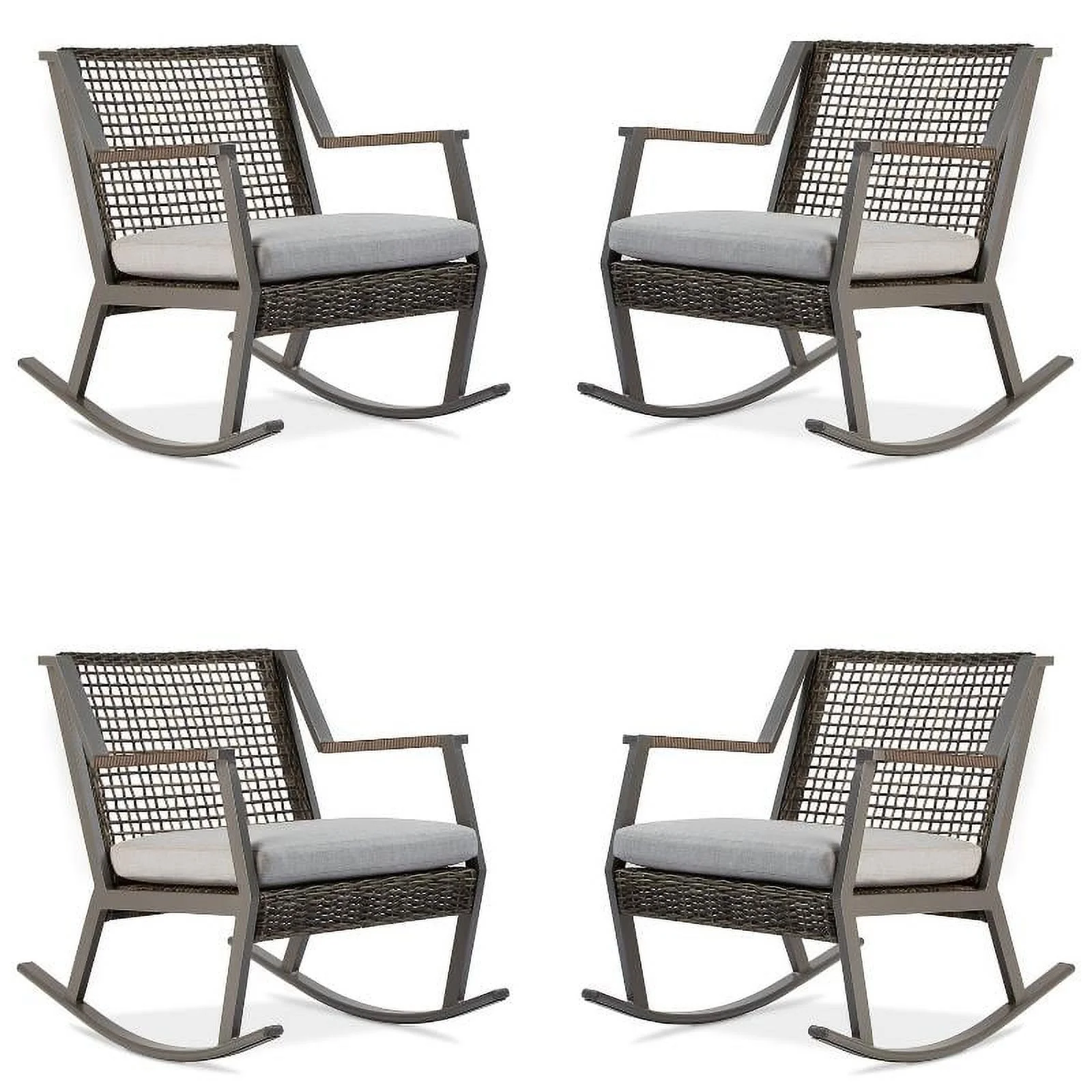 Home Square Aluminum Frame Patio Rocker Chair in Gray Finish - Set of 4