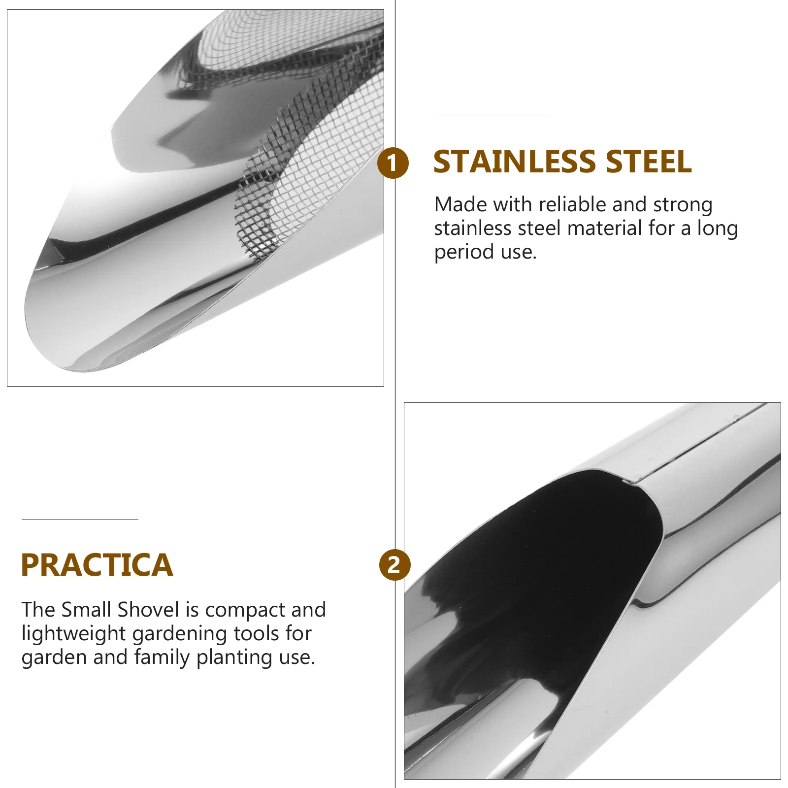 Bucket Shovel Fertilizer Feed Scooper Gardening Shovels Hand Spade 2 Pcs Plant Tool Stainless Steel