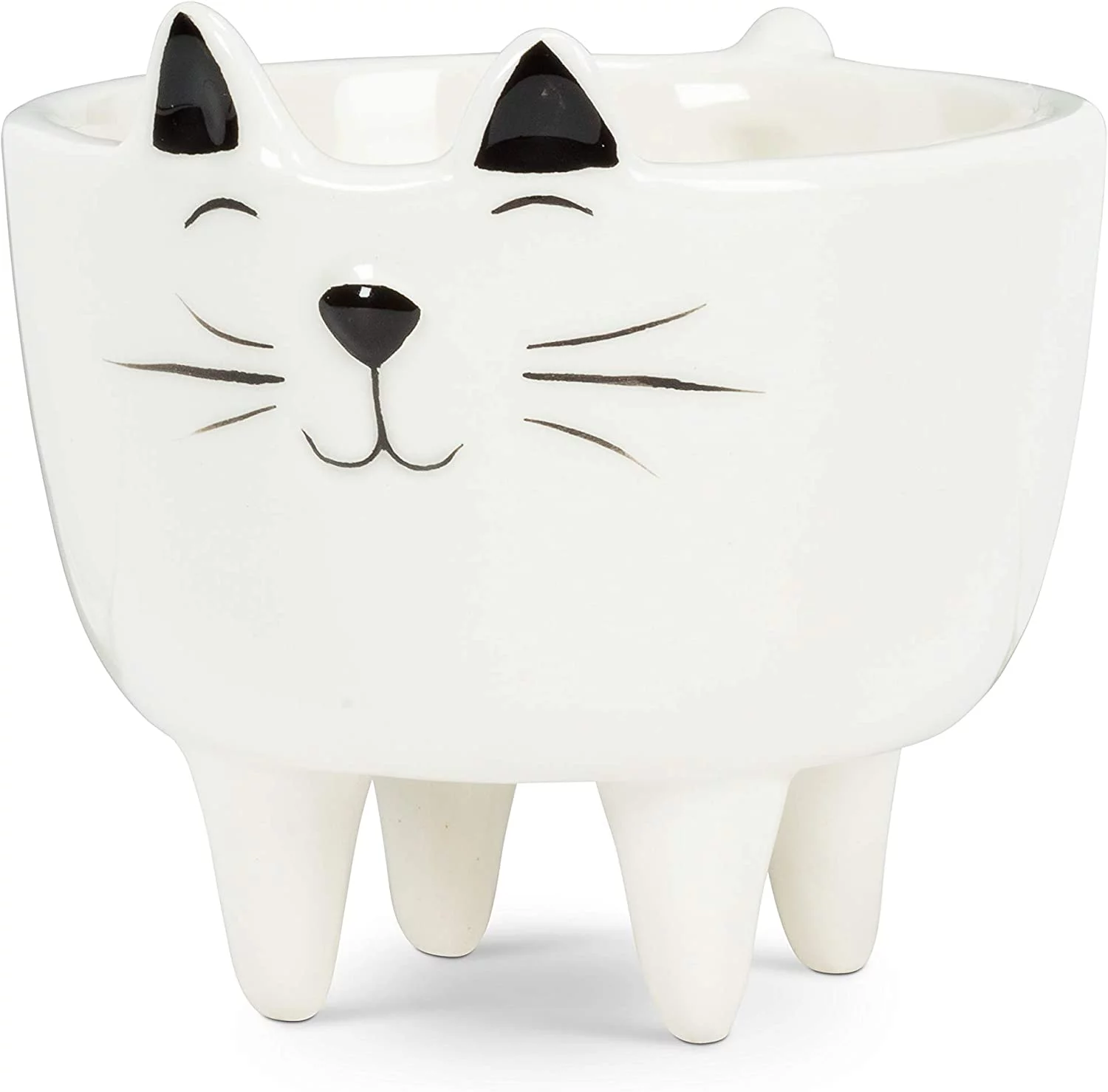 Abbott Collection AB-27-MINIKIN-370 3.5 in. Ceramic Cat Planter, White - Small