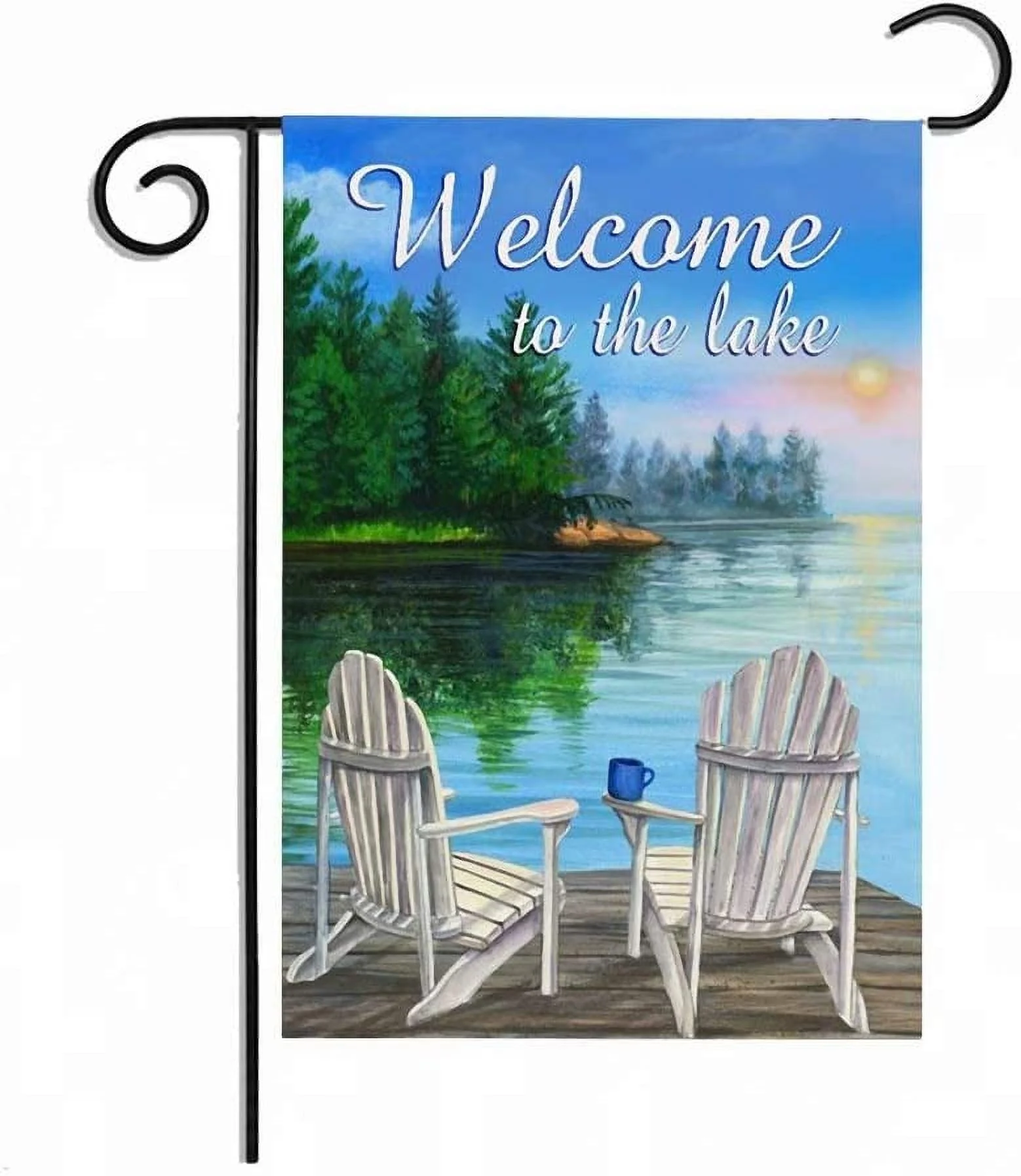 Welcome To The Lake Chair Garden Flag Yard Flag Vertical Double Sided Garden Flag for Farmhouse Yard Outdoor Decor