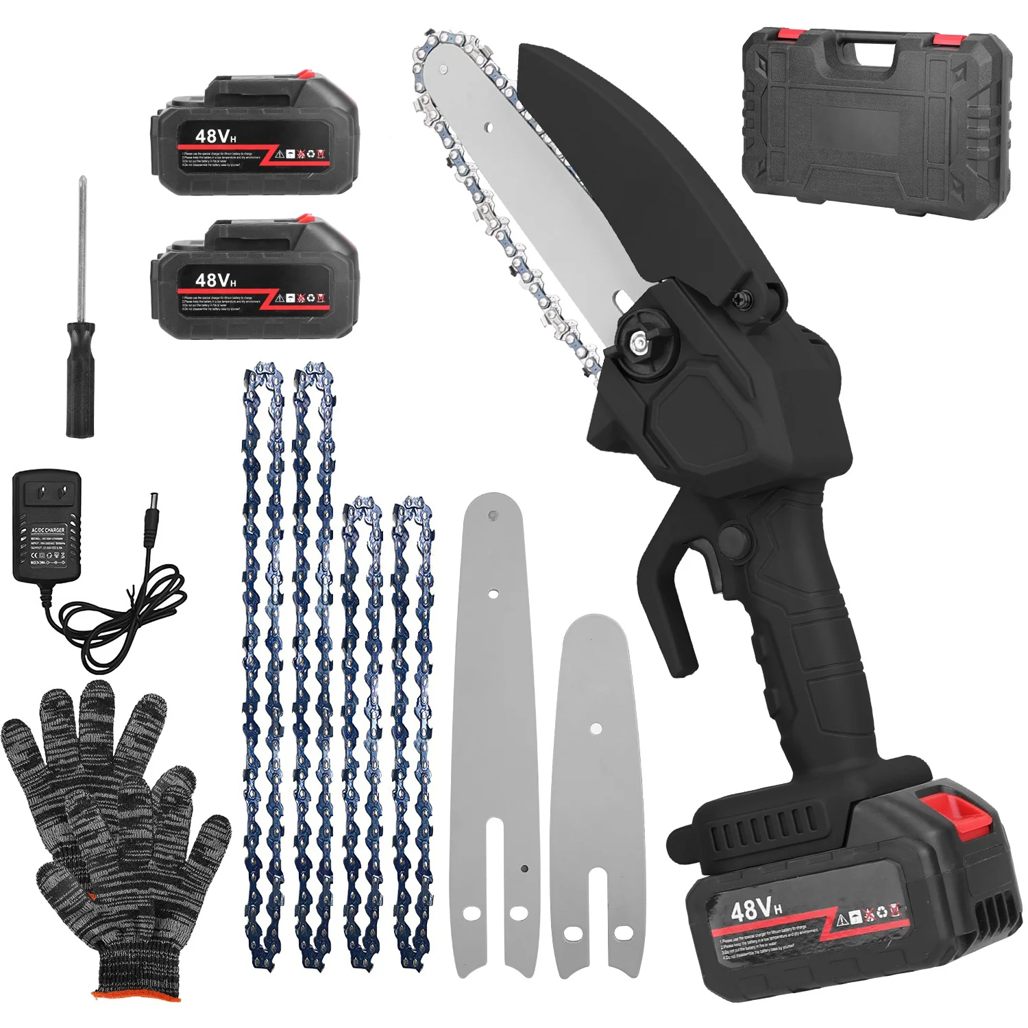 Cordless Mini Chainsaw iMounTEK Electric Power Chainsaw Battery Powered 2Pcs 21V 2200MAH Rechargeable Battery with Splash Guard for Wood Cutting Tree Trimming Gardening Black