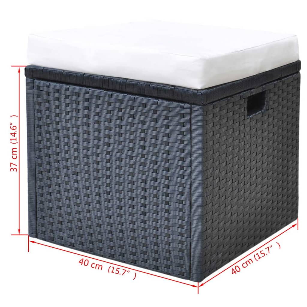 6 Piece Patio Dining Set with Cushions Poly Rattan Black