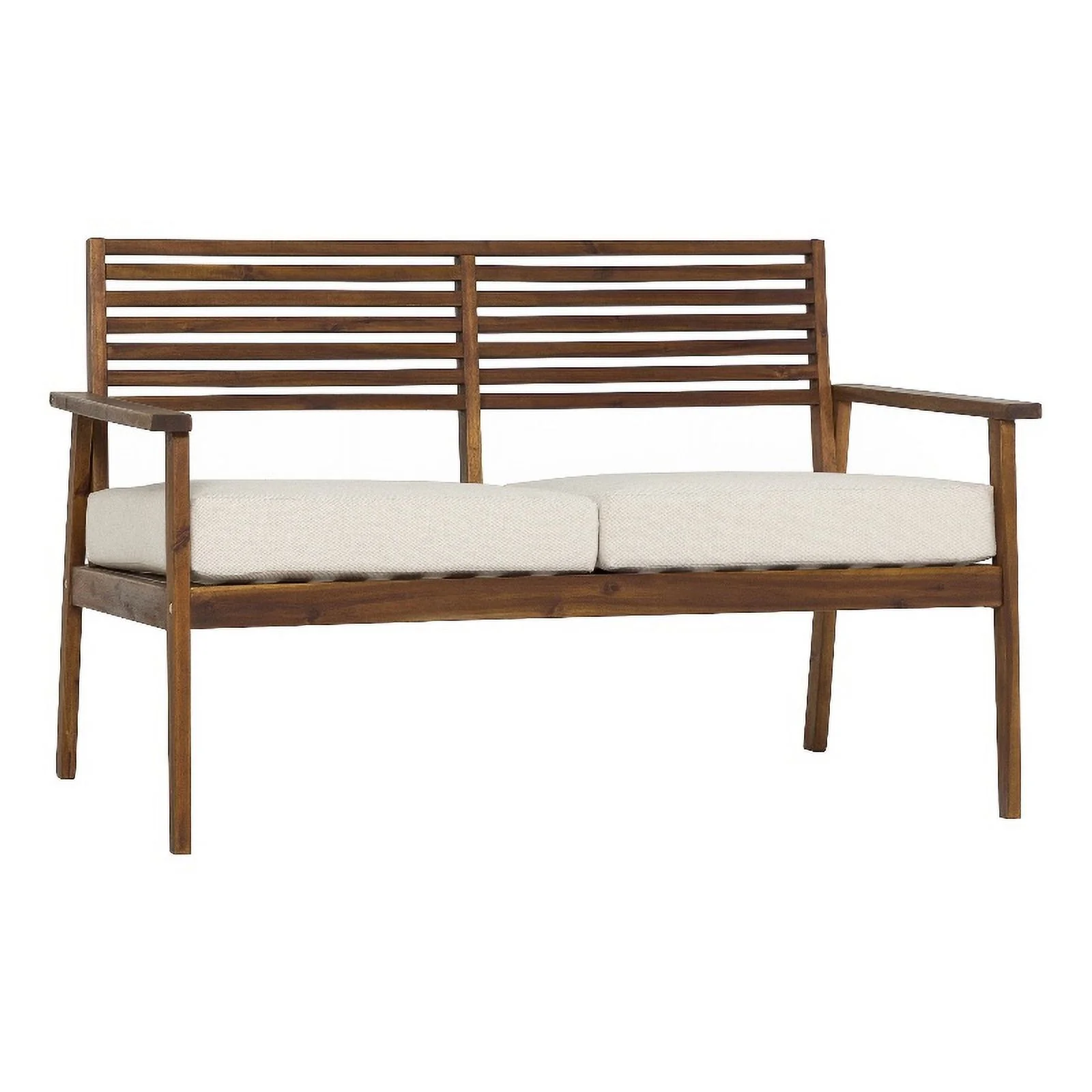 Pemberly Row Modern Outdoor Solid Wood Loveseat - Dark Brown