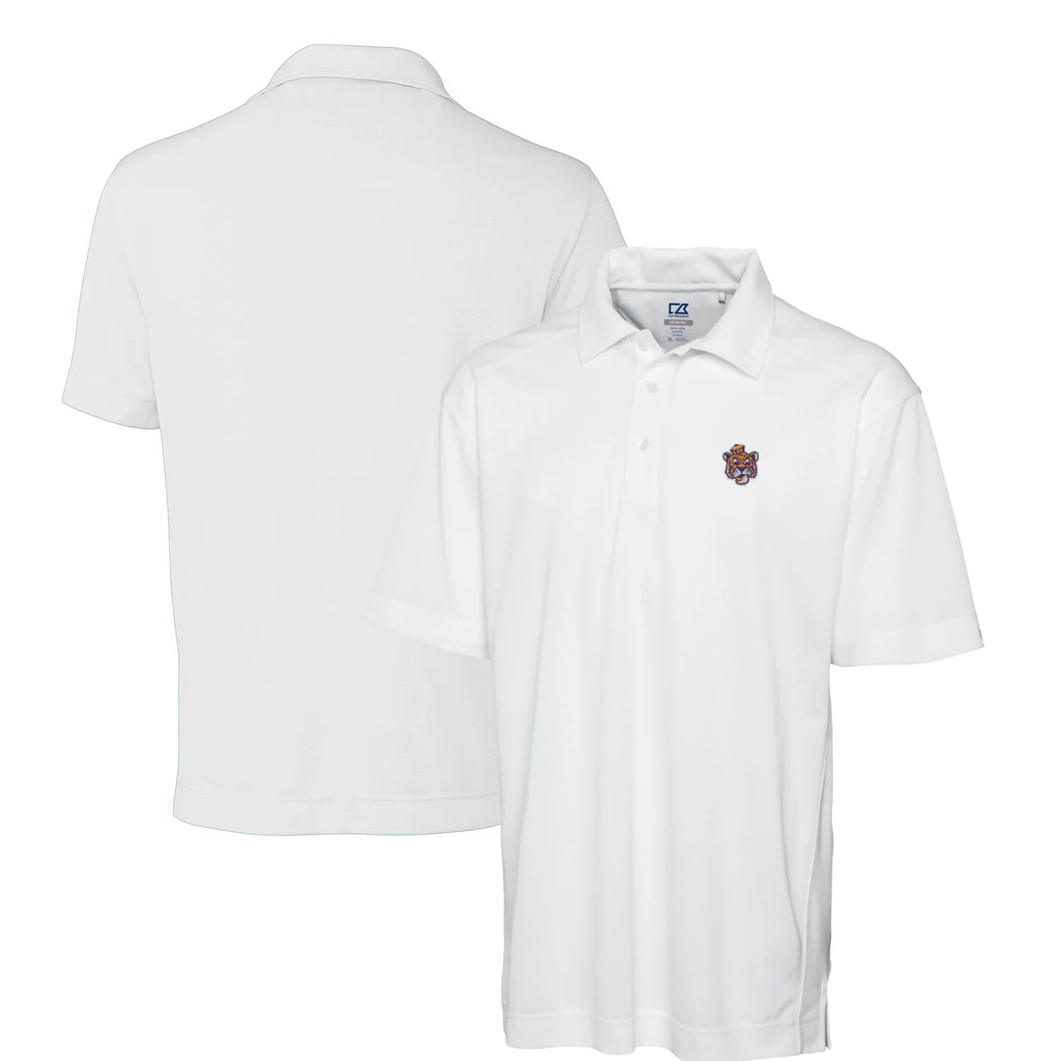 Men's Cutter & Buck White LSU Tigers DryTec Genre Textured Solid Polo