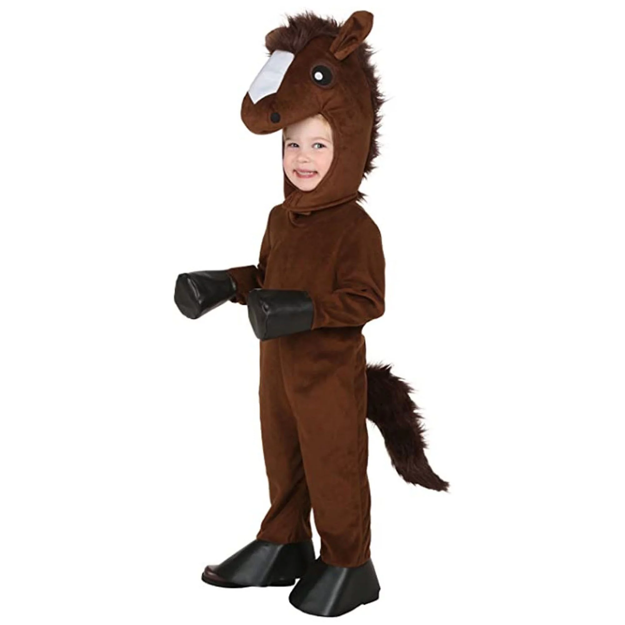 Toddler Kids Little Boy Girl Halloween Animal Costume Cartoon Horse Jumpsuit with Hat Set for Role-Playing Party Cosplay Outfit