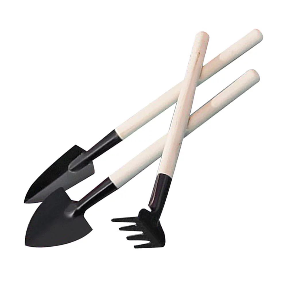 3pcs Durable Tools Hand Plng Tools Small Shovel Rake Wood Handle