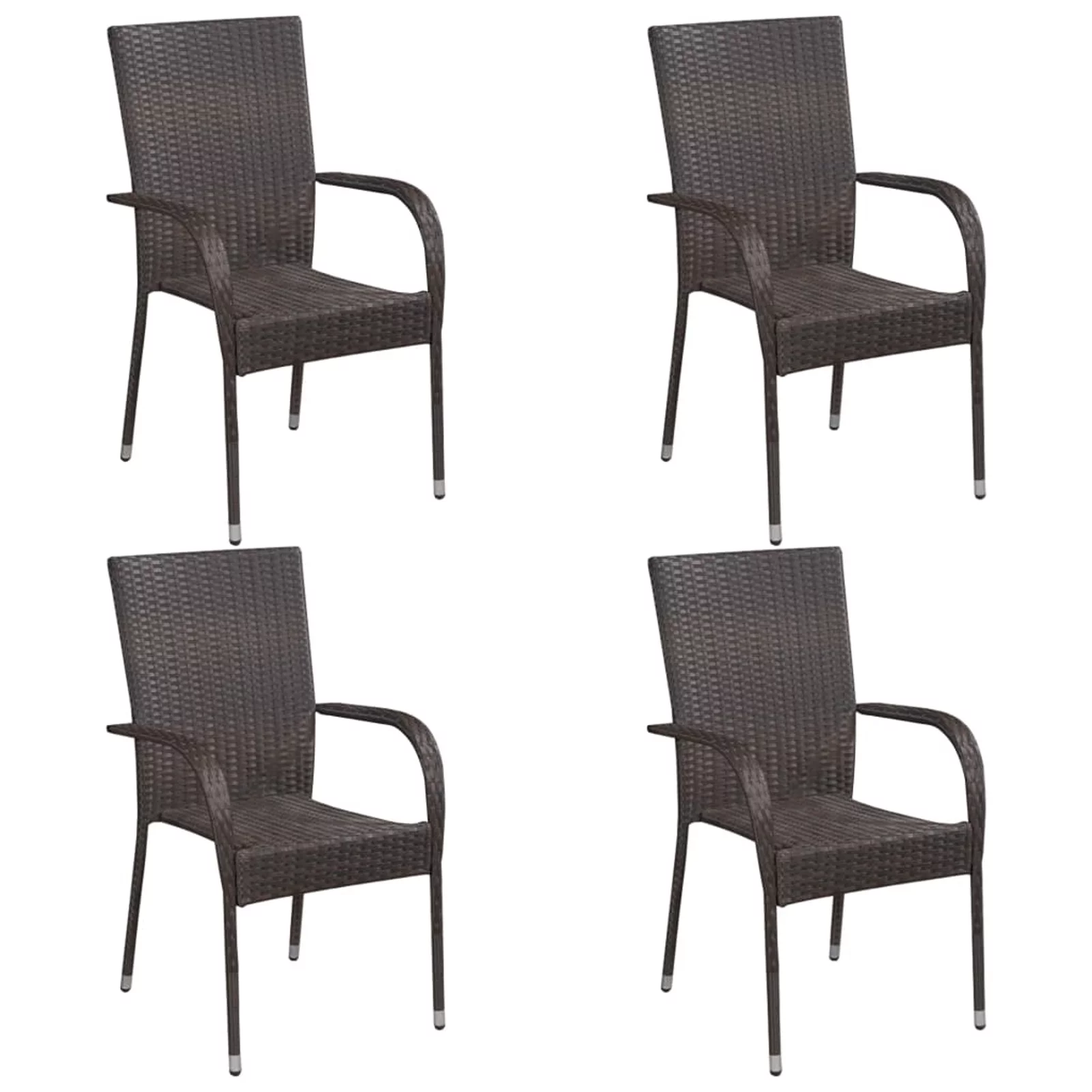 Suzicca Stackable  Chairs 4 pcs Poly Rattan Brown