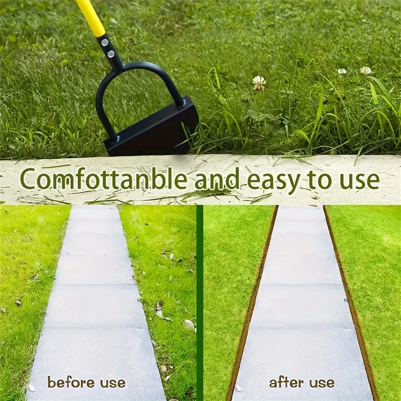 1pc gardening tool manual edger shovel with handle half-moon lawn edger sawtooth hand lawn edger tool