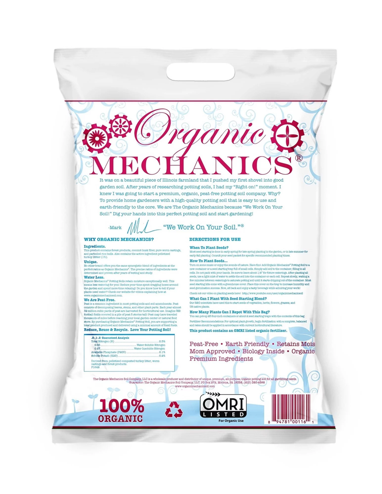 Organic Mechanics Seed Starting Blend Potting Soil, 8qt