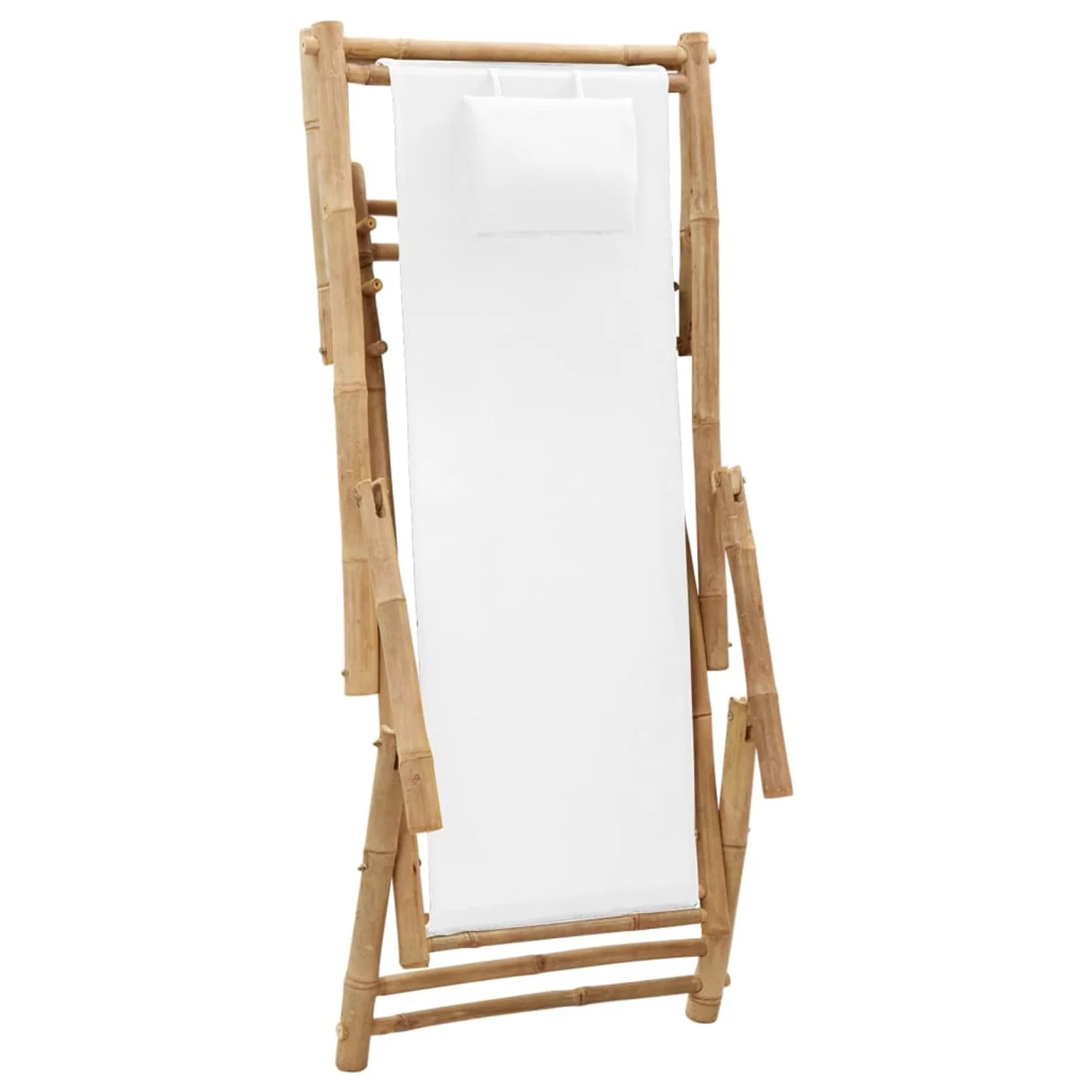 walmeck Deck Chair Bamboo and Canvas White
