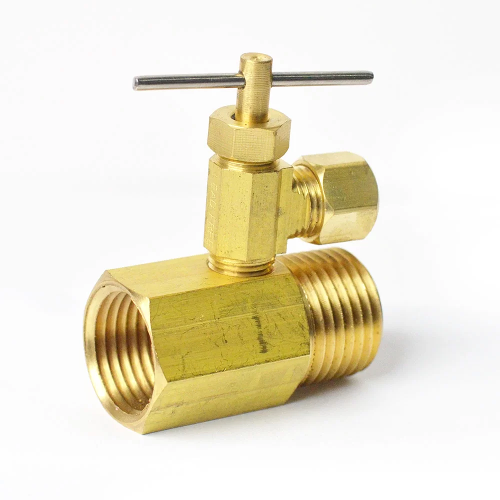 Thrifco 4400878 1/2 Inch MIP x 1/2 Inch FIP Ice Maker Adapter with 1/4 Inch Angle Needle Valve