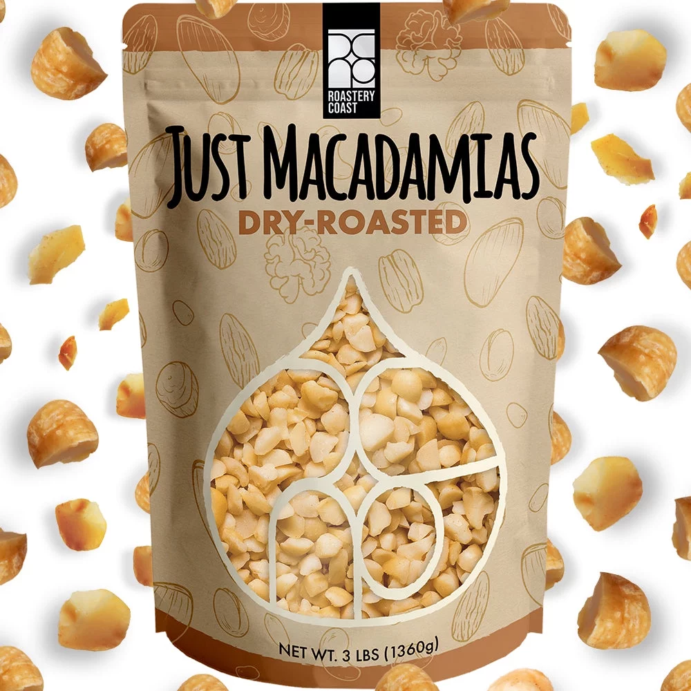 Roastery Coast | Just Roasted Macadamia Nuts | 3 Pounds | Unsalted | Bulk Nuts | Snack Nuts | Healthy Nuts | Gluten Free | Macadamia Nut Butter
