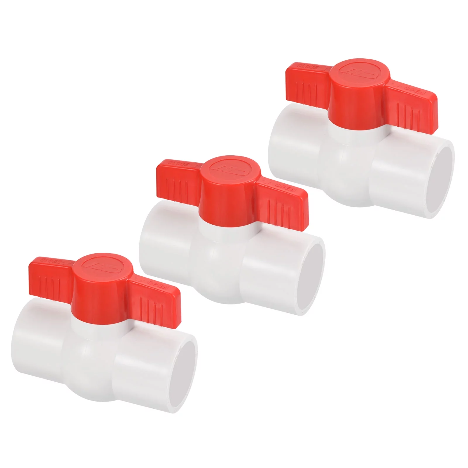 Uxcell 1-1/4'' UPVC Ball Valve Compact T Handle Round Socket Water Valve for Irrigation Water Treatment, 3 Pack White