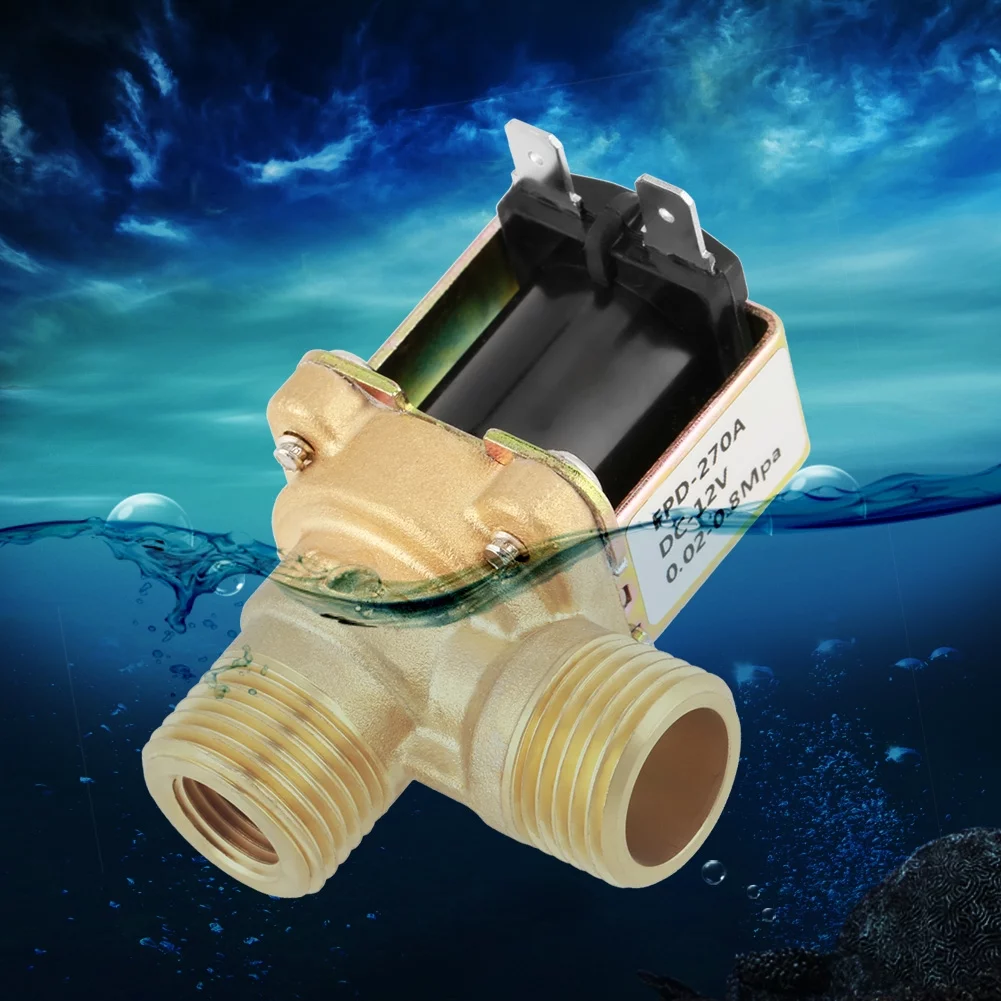 GONNELY Brass Electromagnetic Valve-DC 12V DN15 G1/2 Brass Electric Solenoid Valve Normally Closed Water Inlet Switch with Filter for Water Control