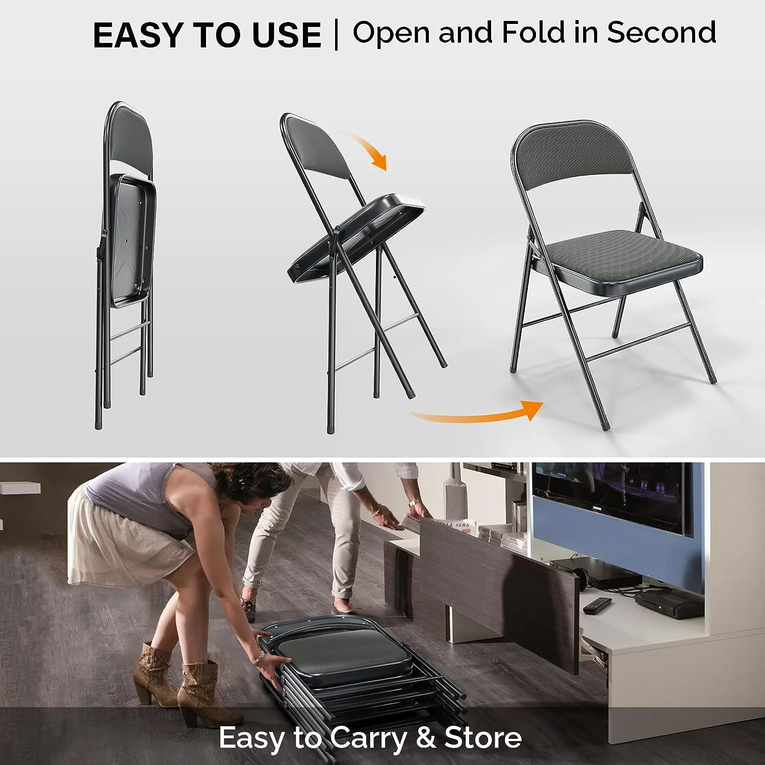 YPSXVGJ with Padded Seats  Metal Frame with Fabric Seat & Back  Capacity 350 lbs  Khaki  Set of 6