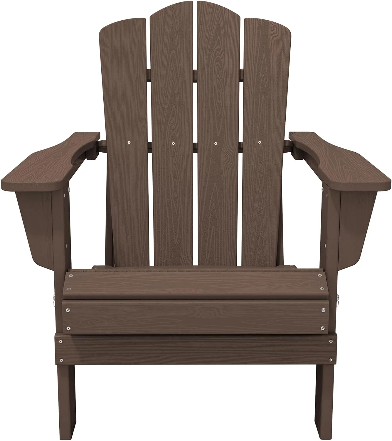 KINGYES Folding Adirondack Chair, HDPE All-Weather Folding Adirondack Chair, Brown