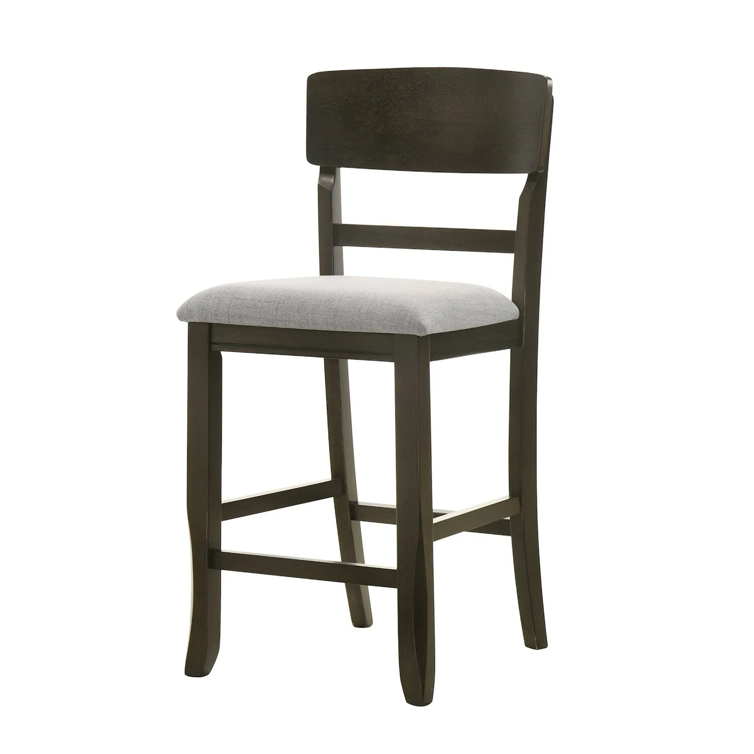 Benjara  24 in. Kimberly Counter Height Chair, Black Wood, Gray Fabric - Set of 2