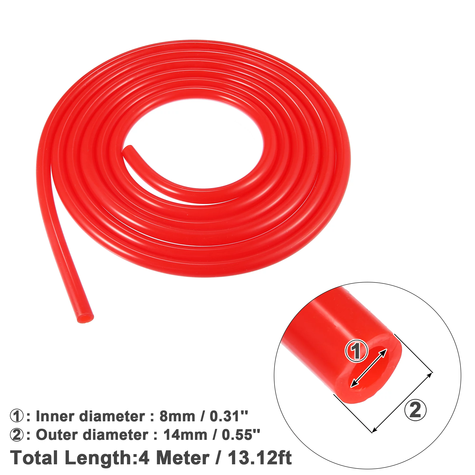 Unique Bargains 8mm ID 4 Meter 13.12ft Car Silicone Vacuum Hose Pipe Water Air Dump Valve Turbo Boost Line Tube Red
