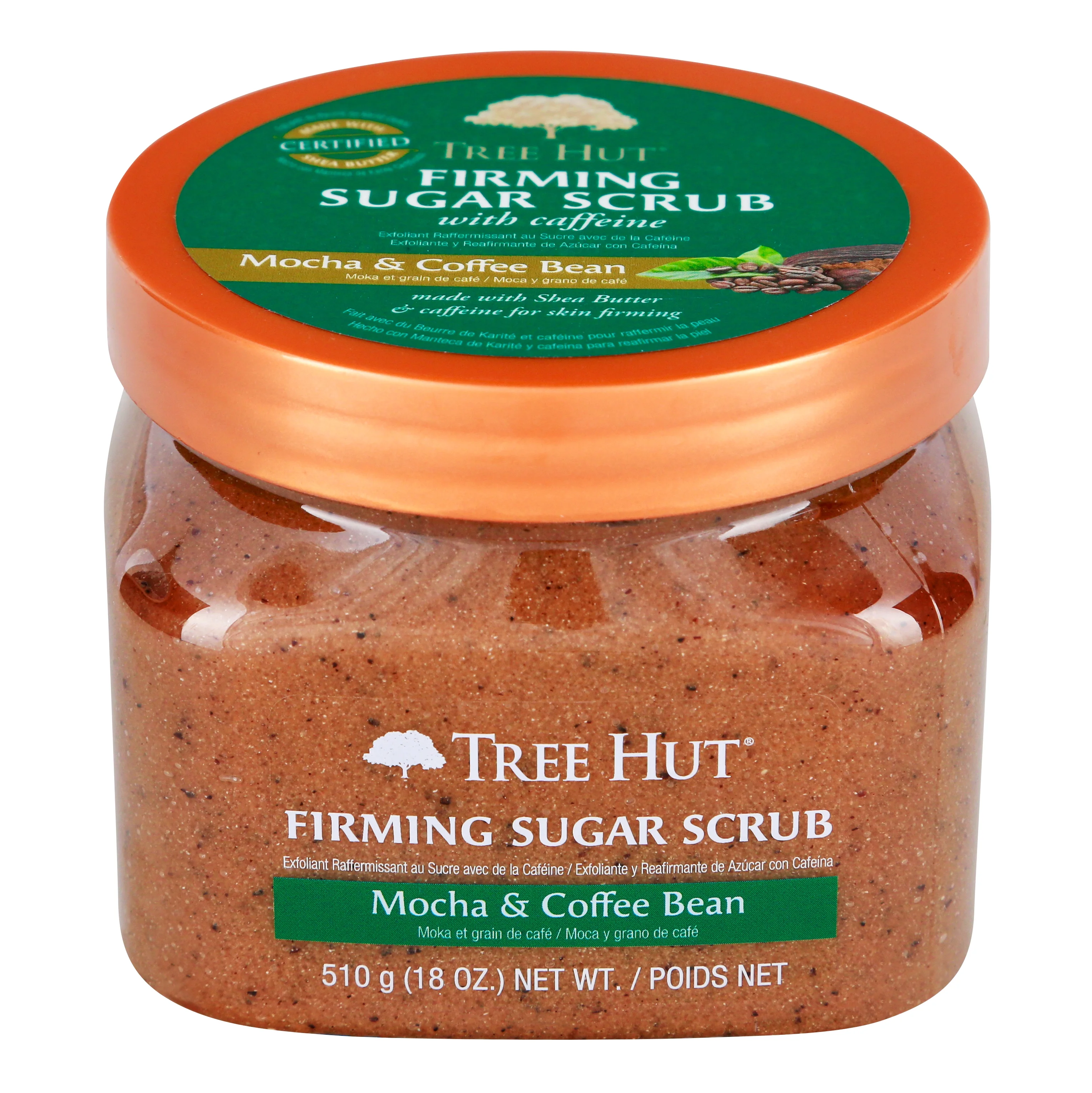 Tree Hut Mocha and Coffee Bean Shea Sugar Exfoliating and Hydrating Body Scrub, 18 oz.