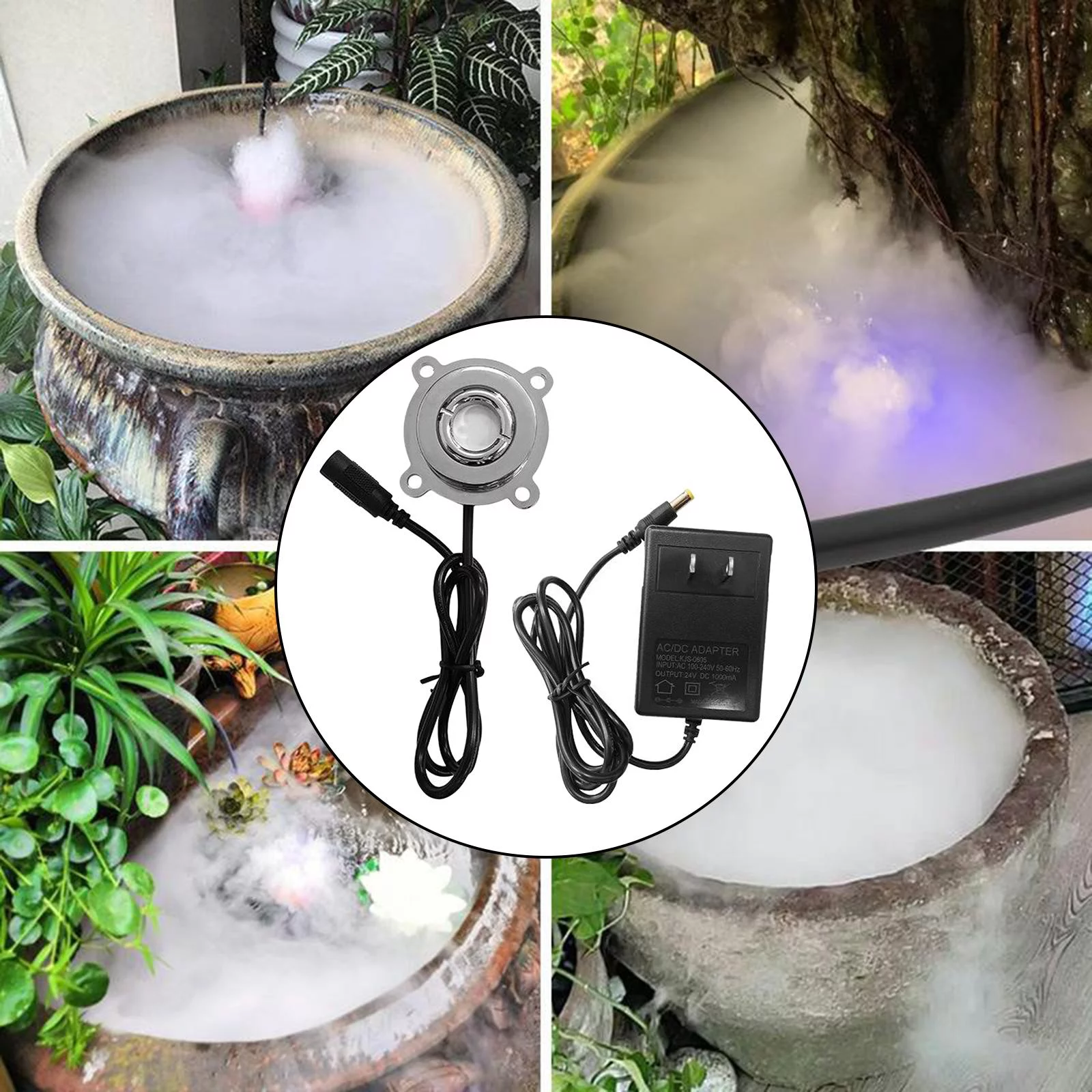 36V Fogger Copper Indoor Pond Mister Adapter Fog Machine for Rockery Vase Birdbath Air Humidifier Water Feature Supplies