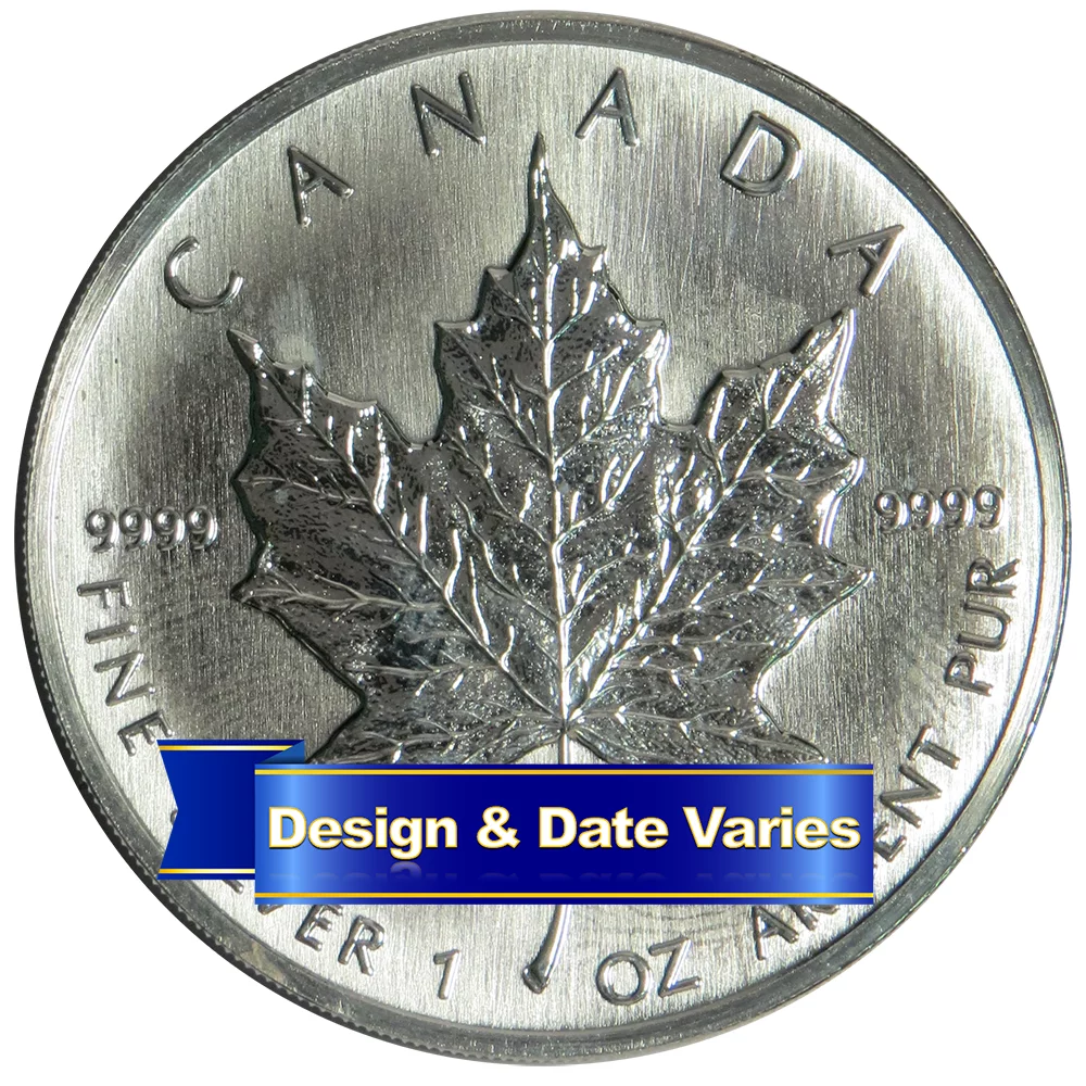 $5 Silver Canadian Maple Leaf 1 oz Random Year Scruffy