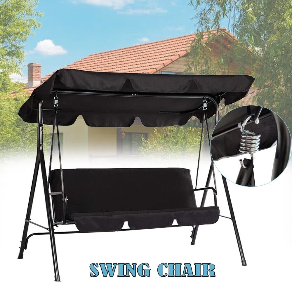 Porch Swing Hammock Bench Lounge Patio Chair 3-seat Padded Outdoor with Canopy