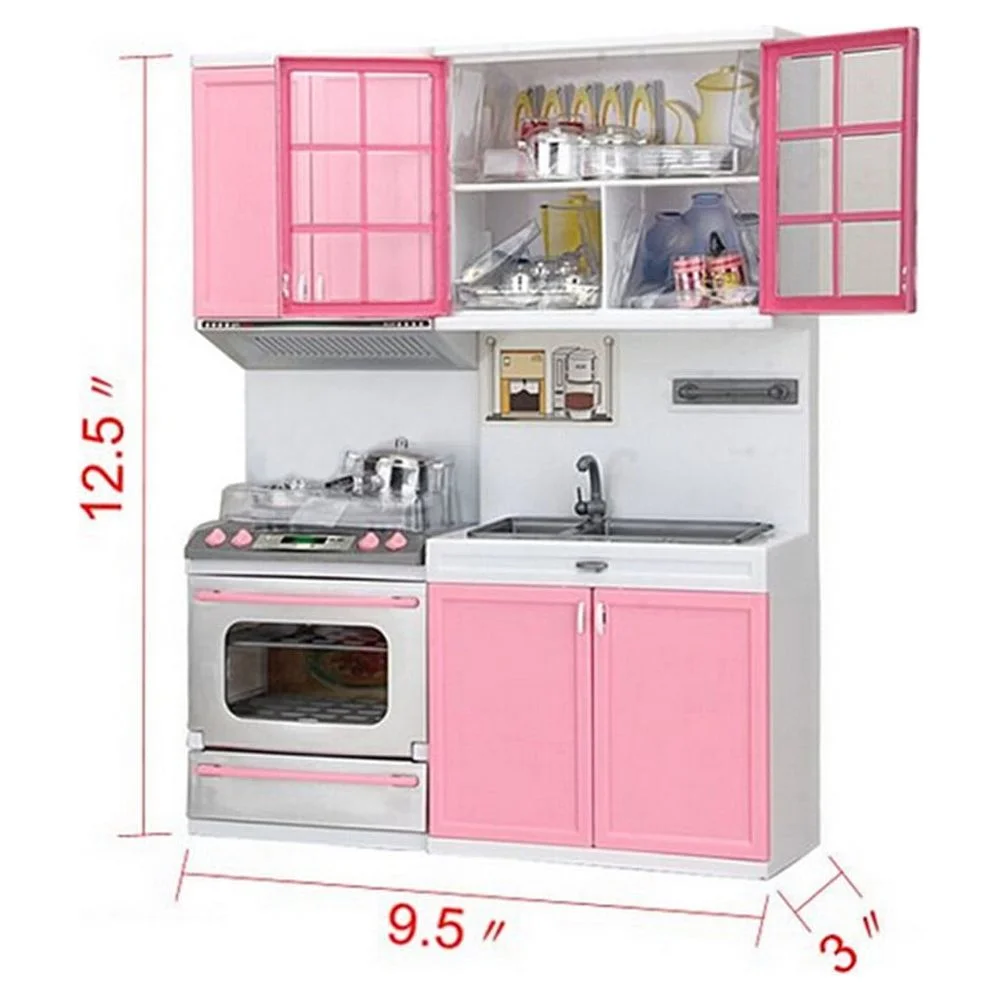 HALJEN Boy Toys Age 4 Xmas Gift Kids Kitchen Pretend Play Cooking Set Cabinet Stove Girls Toy