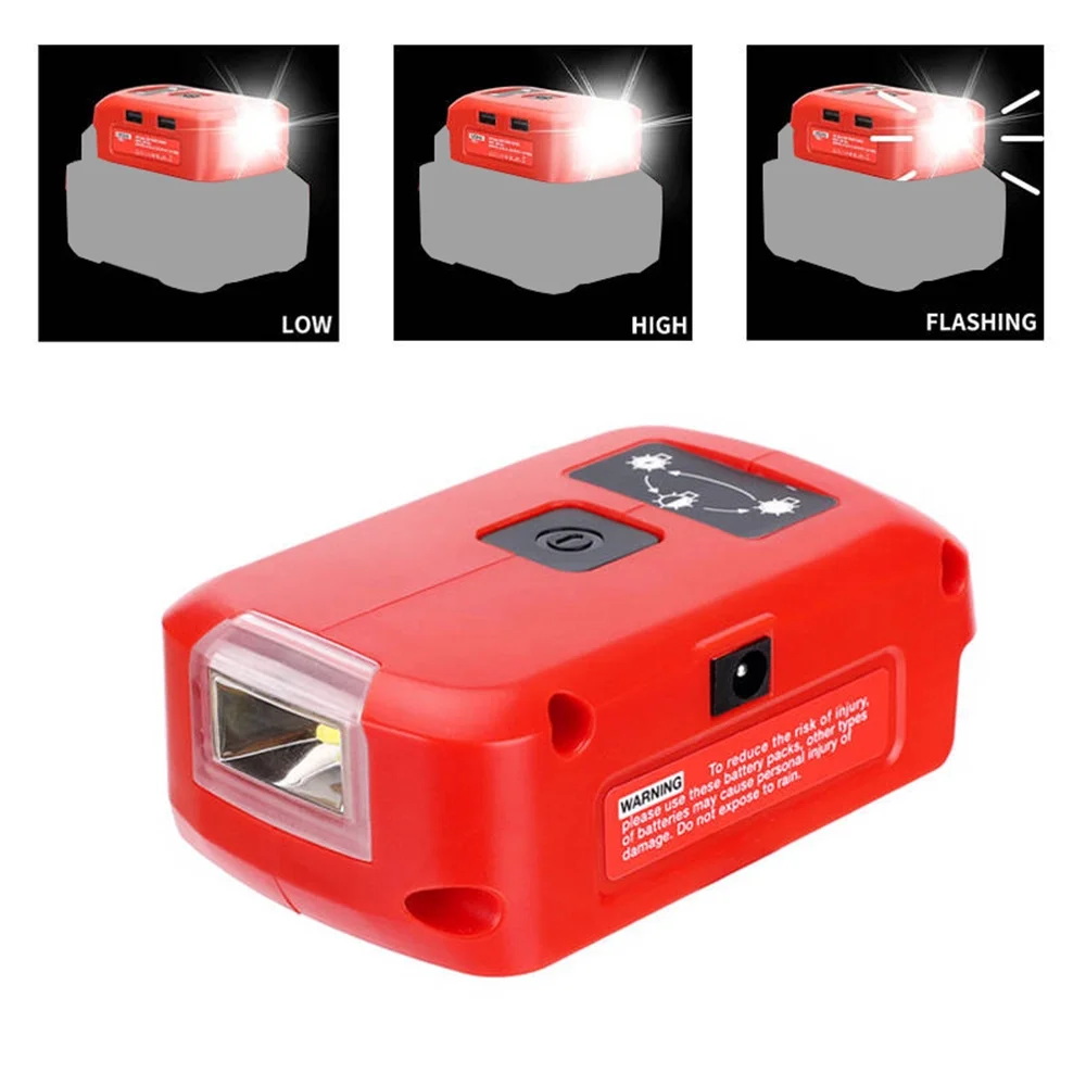 ALLTIMES Dual Port LED Light Adapter for Craftsman 14.4V-20V Li-Ion Battery, 3 Light Modes