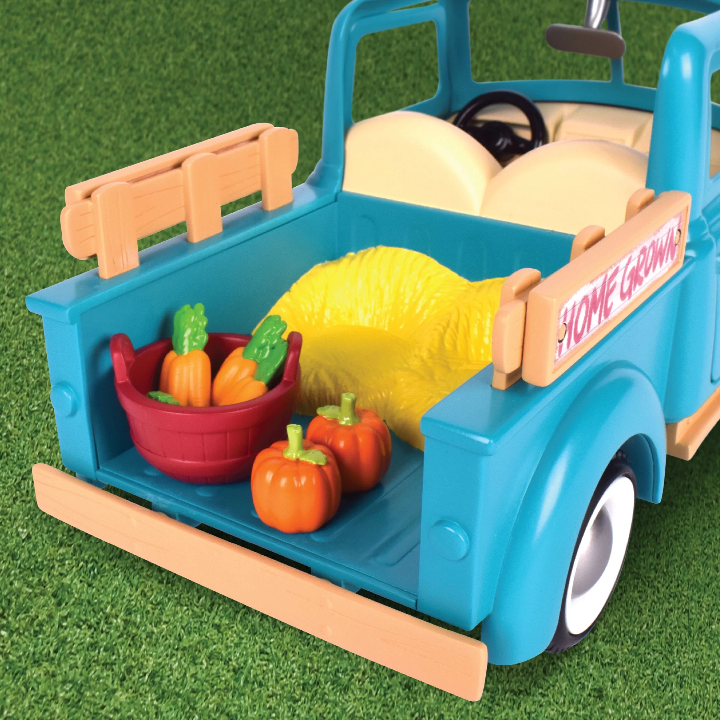 Honey Bee Acres Buzzby Blue Farm Truck with Mini Doll Figure, 10 Pieces, Children Ages 3+