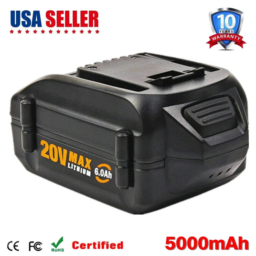 10 Batteries 6.0Ah WA3520 For WORX WA3575 WA3578 WA3525 WG160 20V Max Lithium Tools Battery 6000mAh