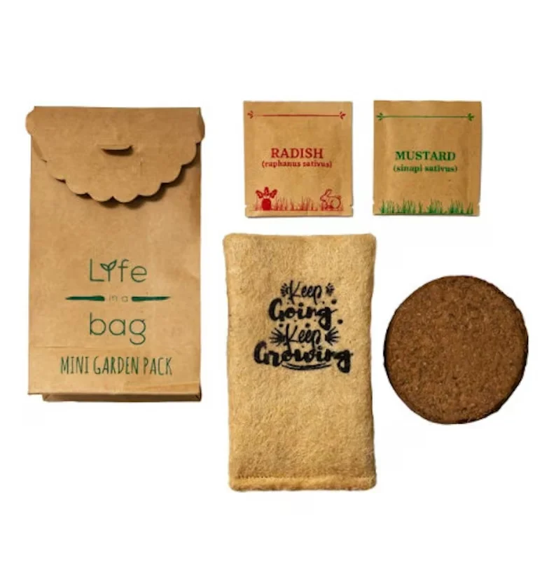Eco Friendly D.I.Y Grow Kit - 5 Pc Set Jute Planter Set - Seed kit + Planter Pot - Sustainable Gift