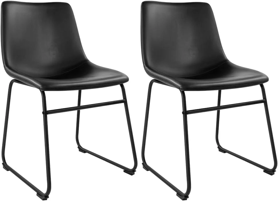 SJUIOK Dinning Chairs  Faux Leather Industrial Chair Counter Height Chair Metal Legs with Footrest Kitchen Chair for Home  Coffee Shop Patio Dining Chair Height 19\u2019\u2019 (Brown  2pc