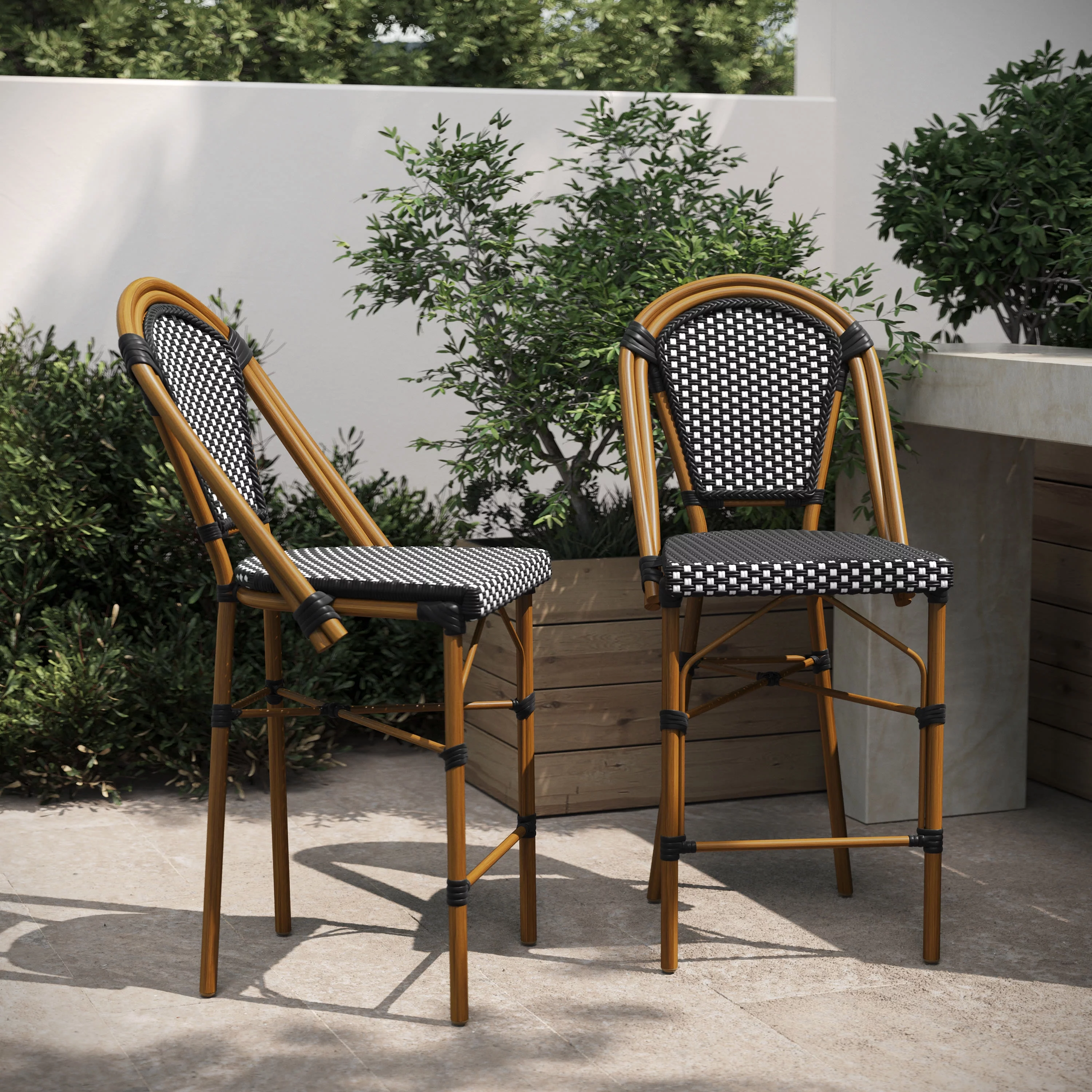 BizChair Set of 2 Stackable Indoor/Outdoor French Bistro 26