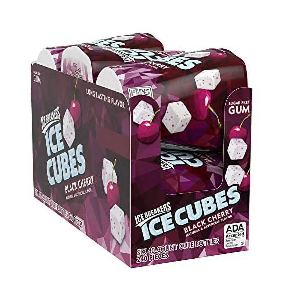 Gum Ice Cubes Black Cherry Chewing Gum, 3.24 Ounce