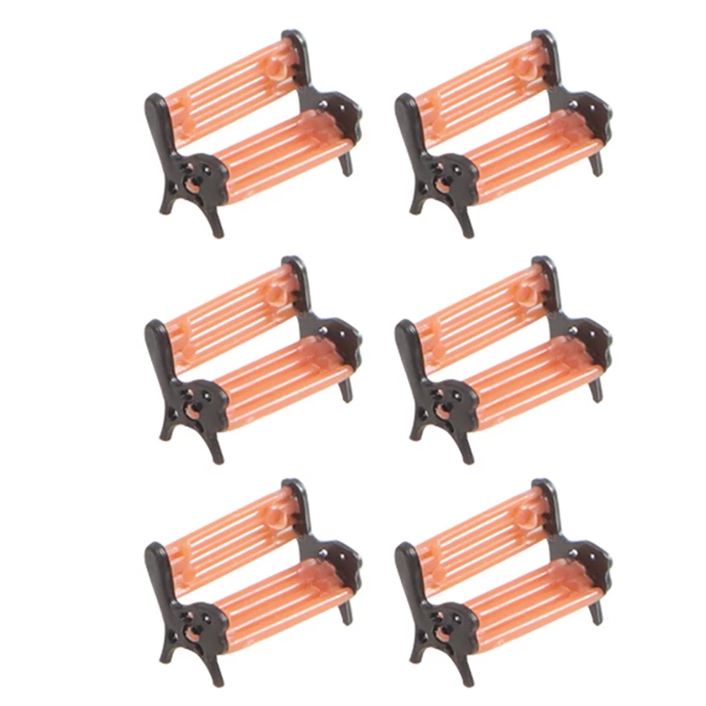 Park Chair Model Miniature Bench Ornament Miniture House Furniture Garden 6 Pcs Casual Plastic Decor