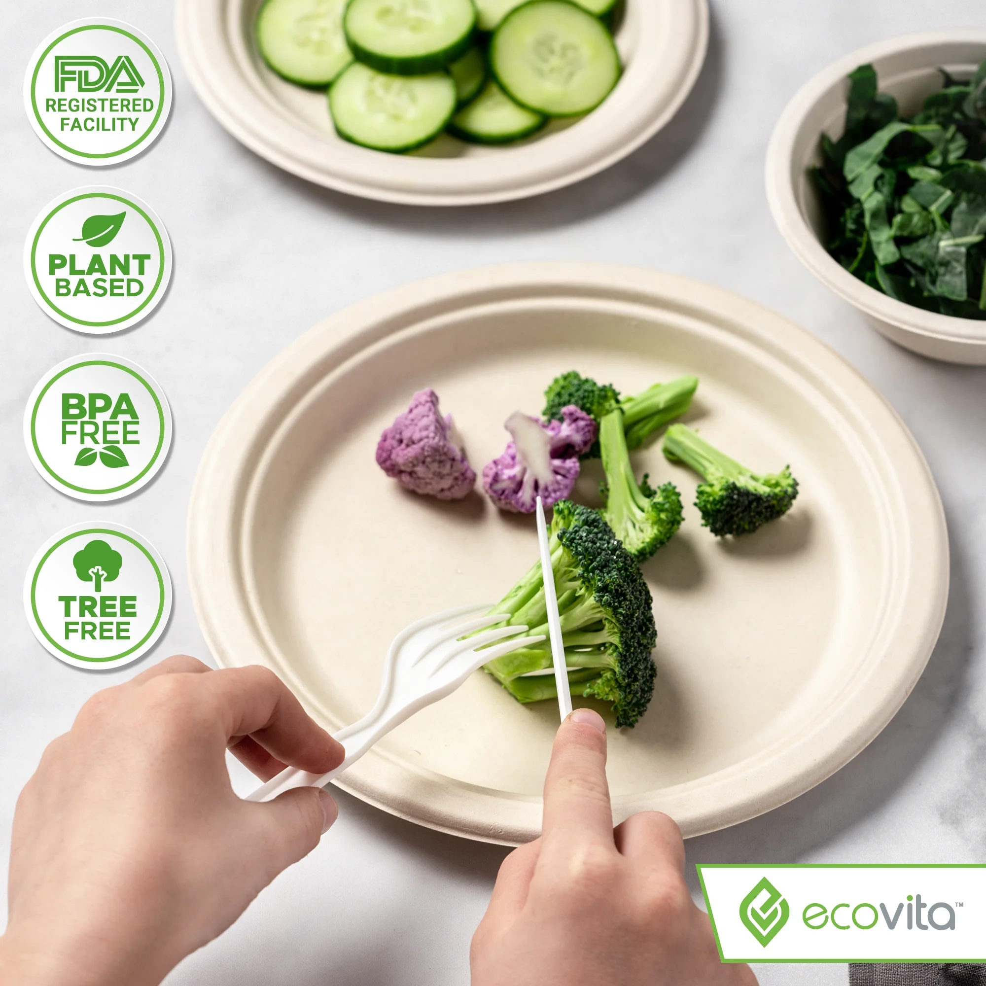 100% Compostable Forks - Disposable Eco Fork Utensil Sets 500 PCS - Eco Friendly Alternative to Plastic Forks | Ecovita