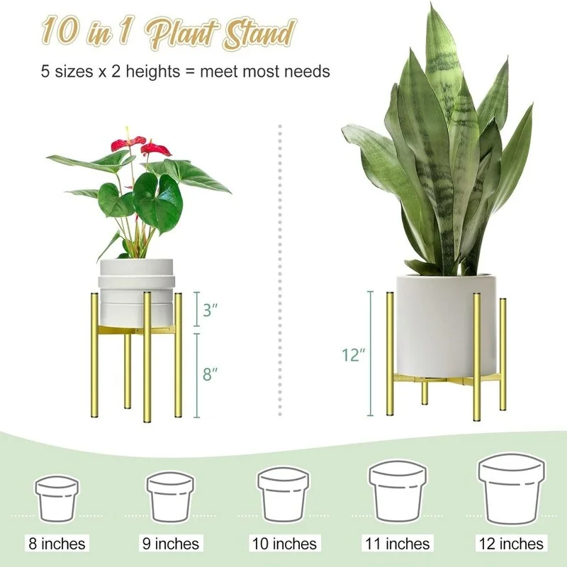 Gold Plant Stands Fit 8 to 12 Inches Pots