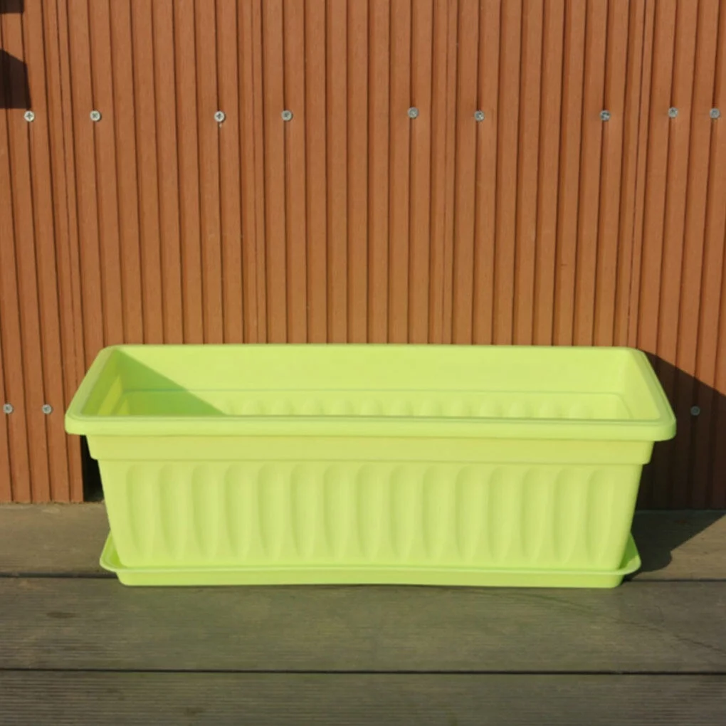 Dido 3pcs Resin Rectangular Planting Pot Drainage Hole Vegetable Flower Planter Home Garden Plant Tray Yellow 44x19x14cm