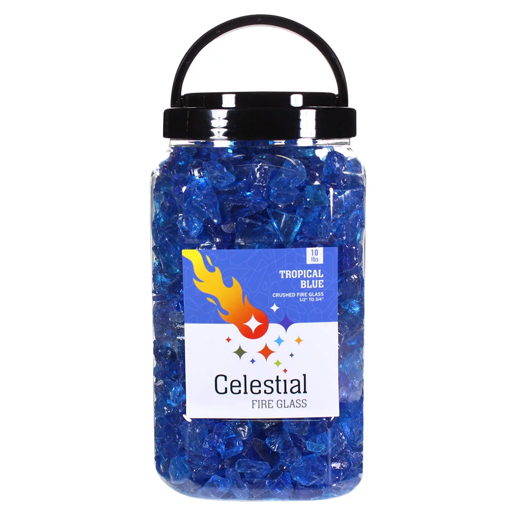Crushed Fire Glass - Tropical Blue 1/2
