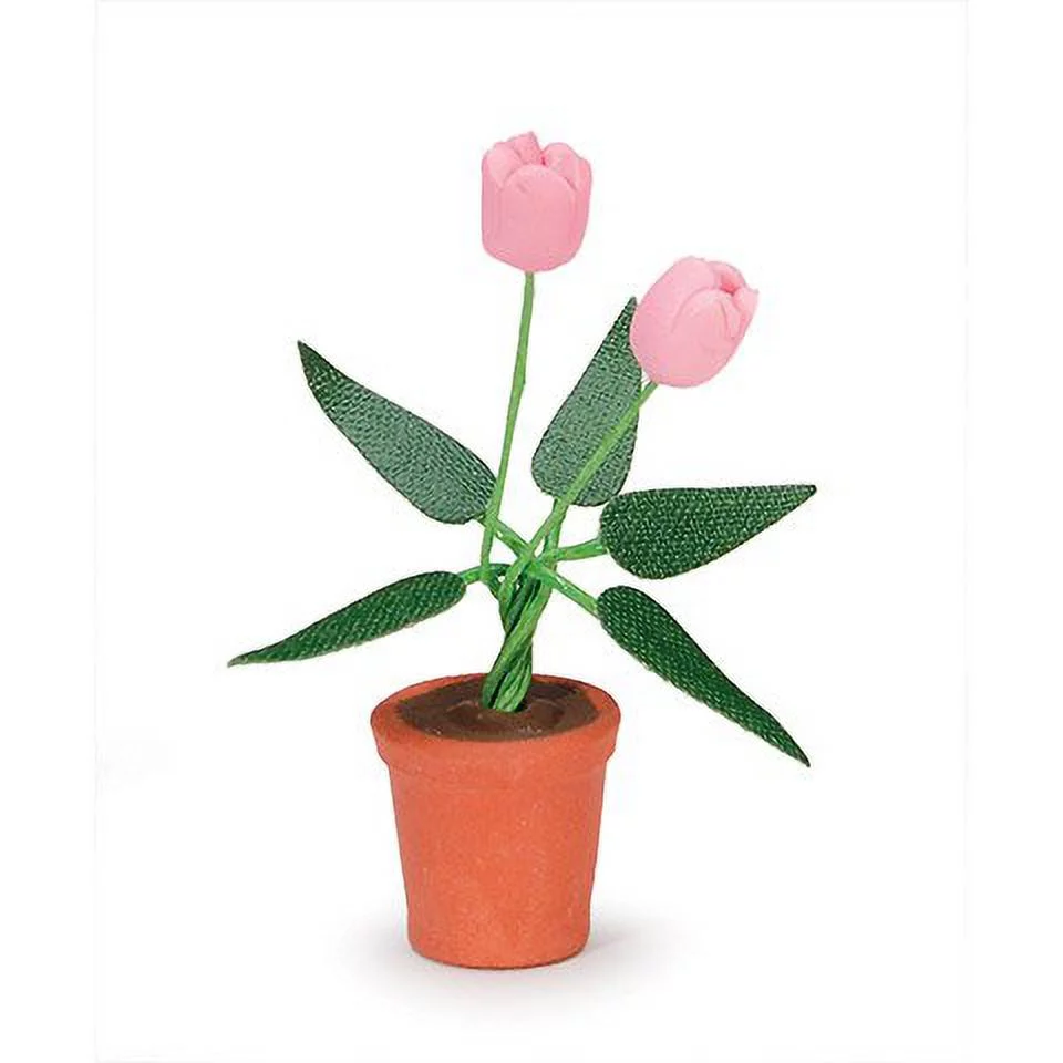 Darice Timeless Minis Pot with Pink Tulips 0.5 x 1.625 Inches