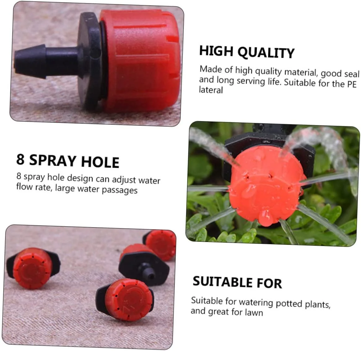 300 Pcs Adjustable Dripper Micro Garden Emitters Small Micro Drippers Garden Drip Nozzle Head Irrigation Sprinkler Emitter Irrigation Adjustable Drippers 8-Holes Micro Drippers