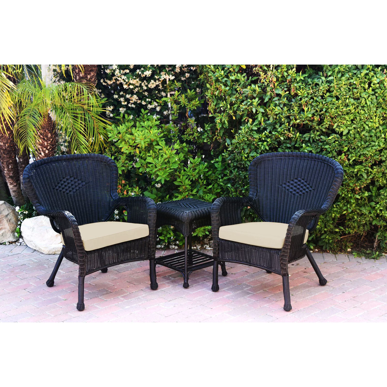 Jeco Windsor Resin Wicker 3 Piece Patio Conversation Set