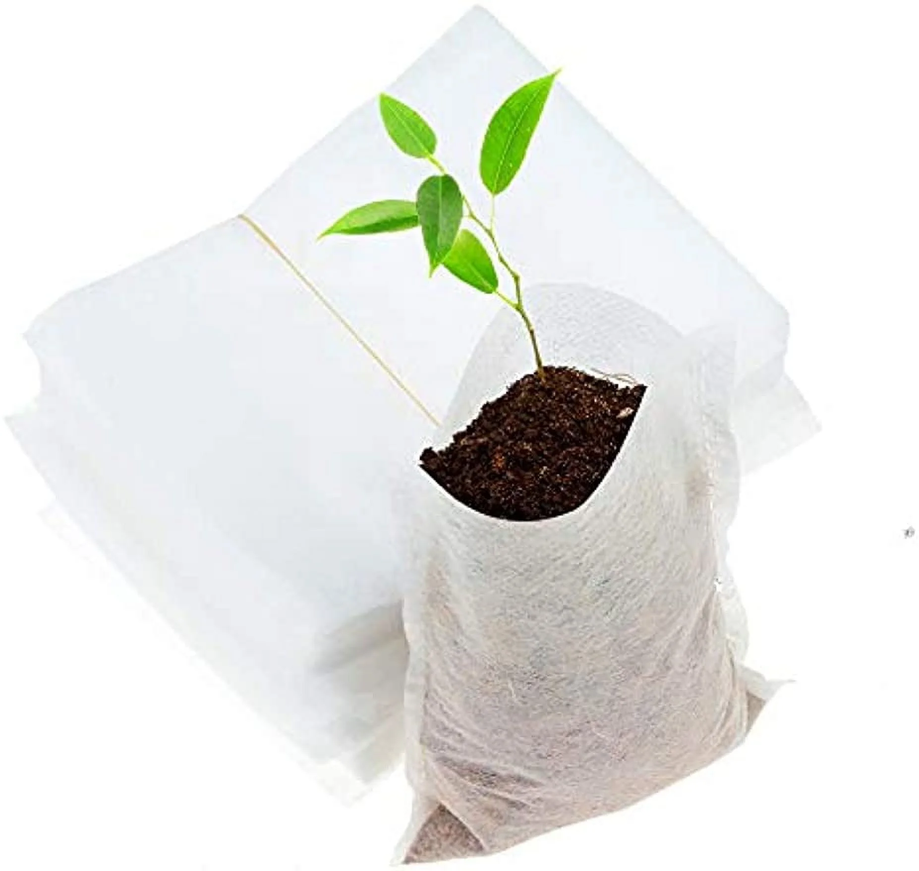 Seedling Plant Grow Bags, Biodegradable Non-Woven Nursery Fabric Seeding Starting Fiber Soil Transplant Pouches, Home Garden Supply - 12 x15 cm (Pack of 20 Pcs)