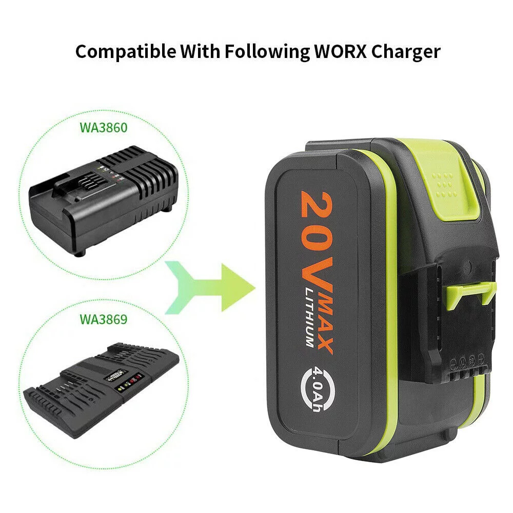 1X 4.0Ah Battery Replacement For Worx WA3553.2 WX279.9 WX290.9 WX550 WX166.3 New