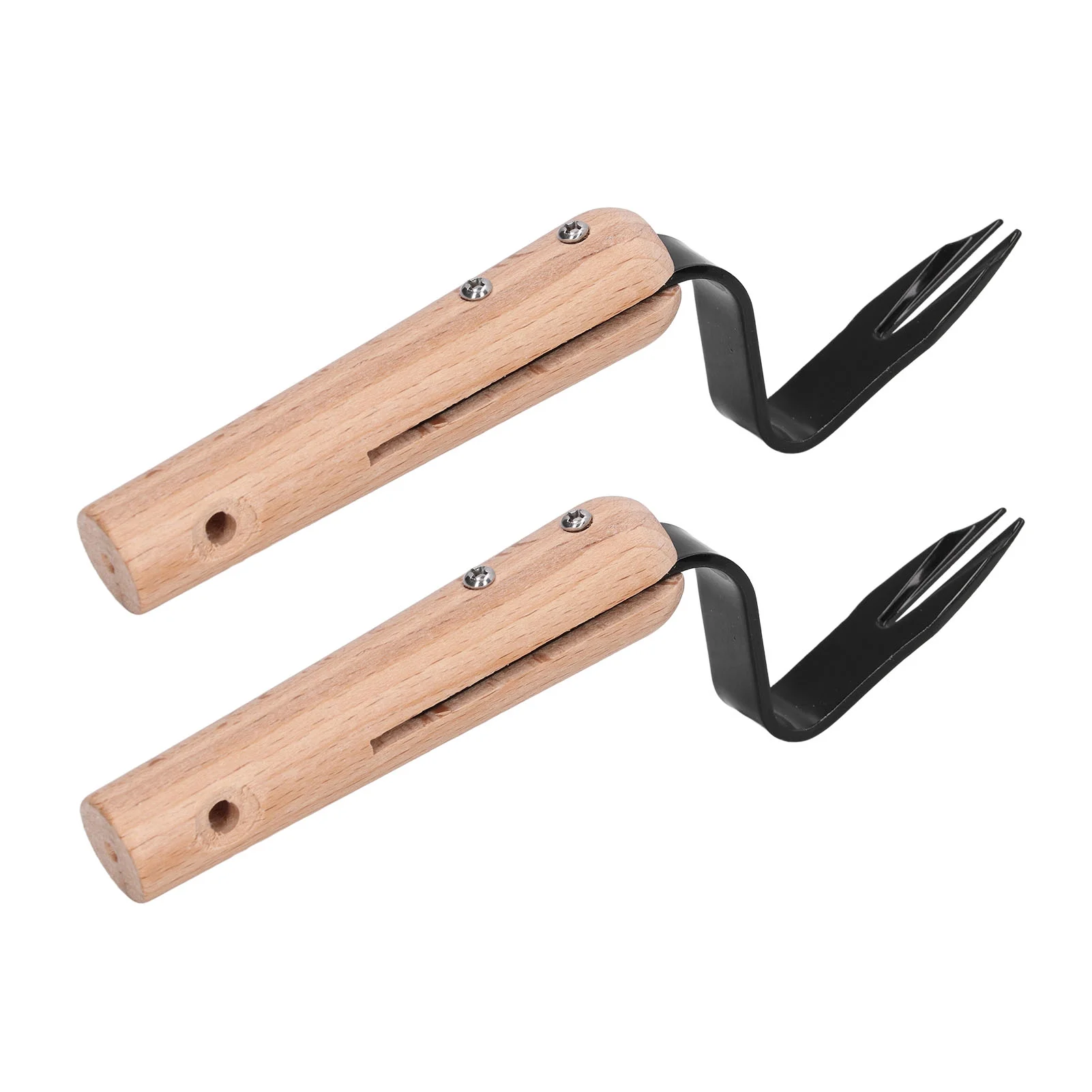 Planting Gadgets 2Pcs Forked Head Hand Weeder Puller Wood Handle Remove Weeds Shovel Garden Weeding Fork Trimming Tools Planting Gadgets