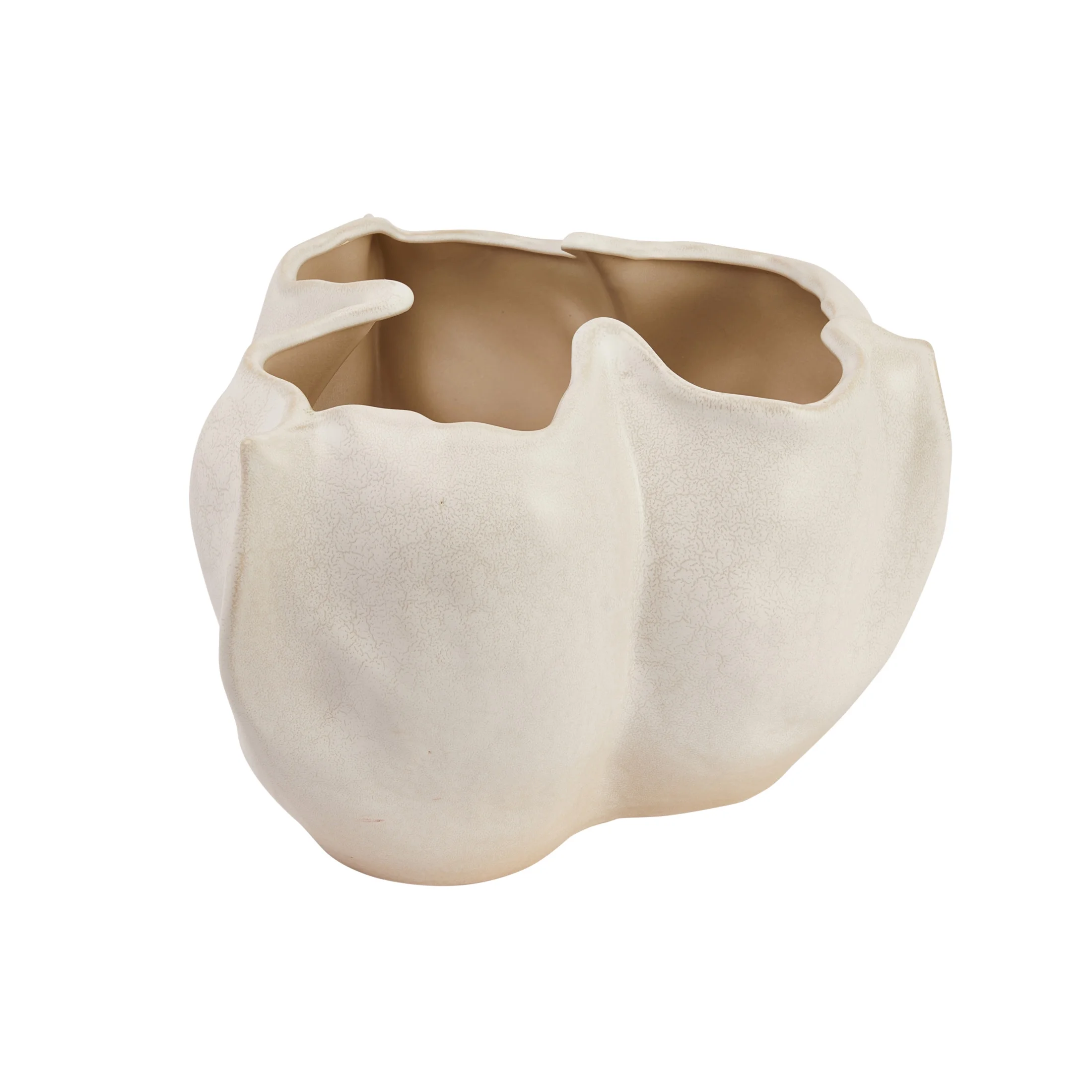 Bloomingville Decorative Organically Shaped Stoneware Planter, Matte Cream