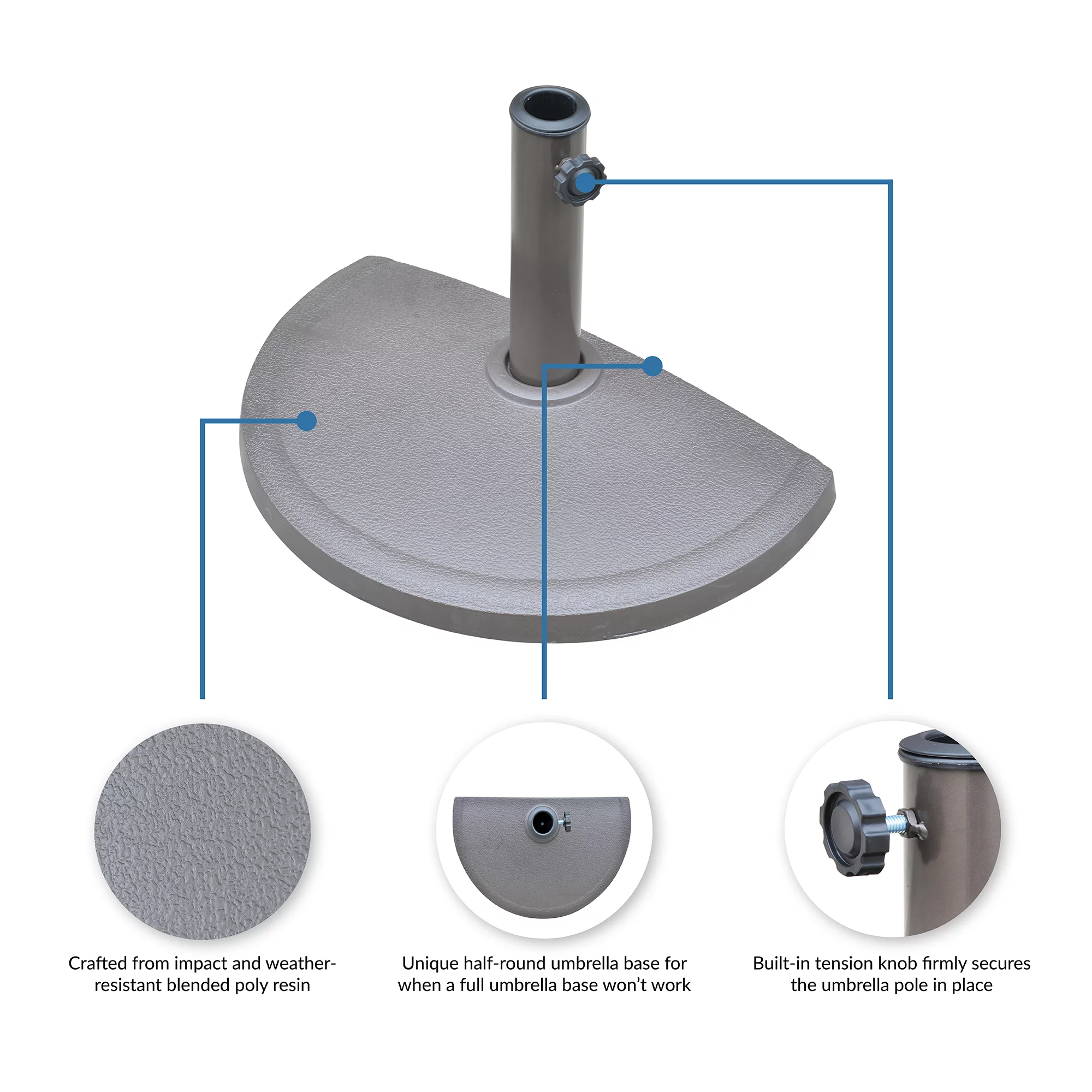 Island Umbrella 20 lbs Bronze Semicircle Resin Patio Umbrella Base