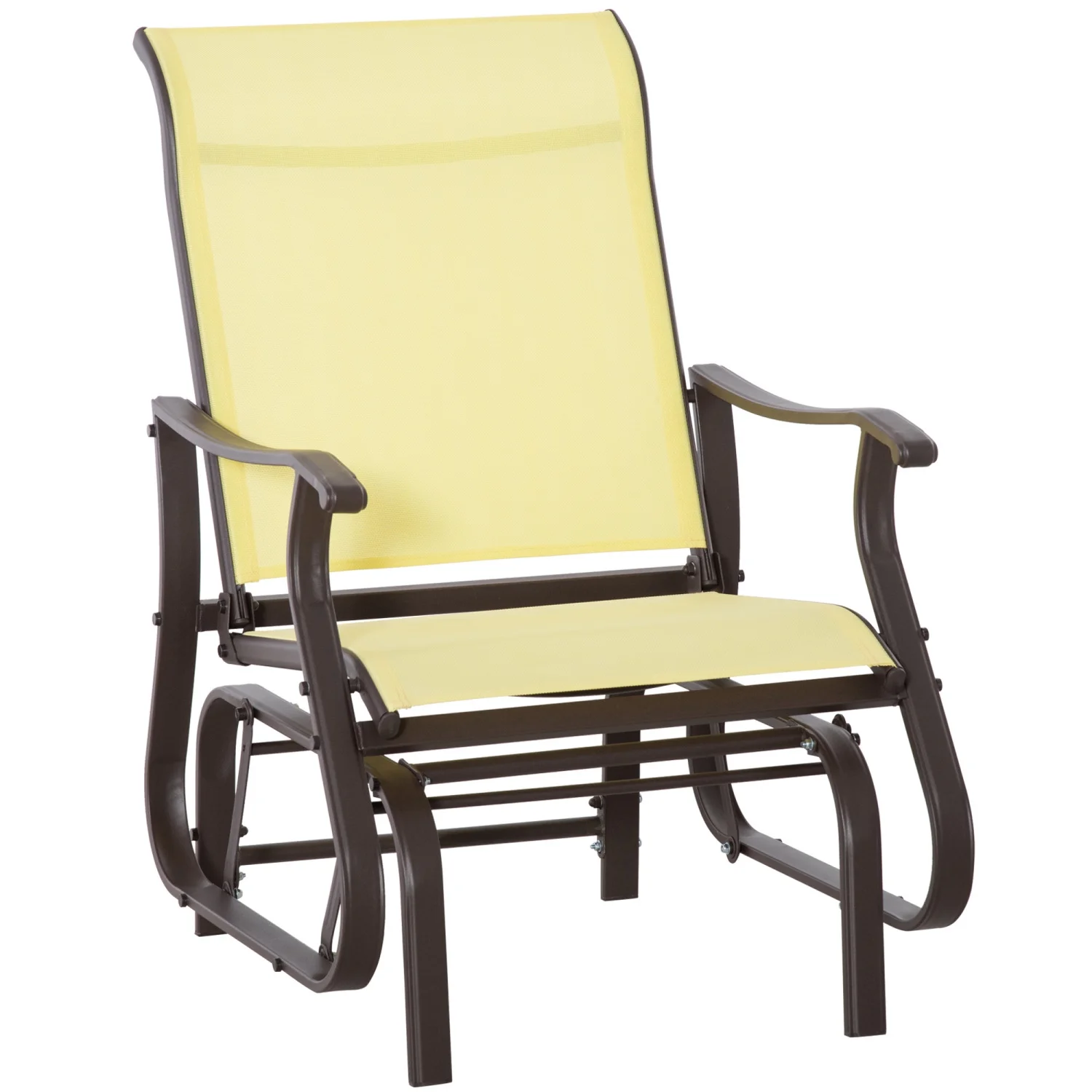 CGFHYP Outdoor  Glider Chair  Patio Mesh Rocking Chair with Steel Frame for Backyard  Garden and Porch  Beige